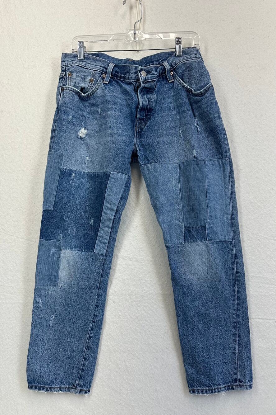 Levi's Vintage 501 Patchwork Cropped Denim Women's size 29X25 Selvedge